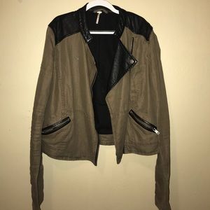 Olive green and black free people jacket